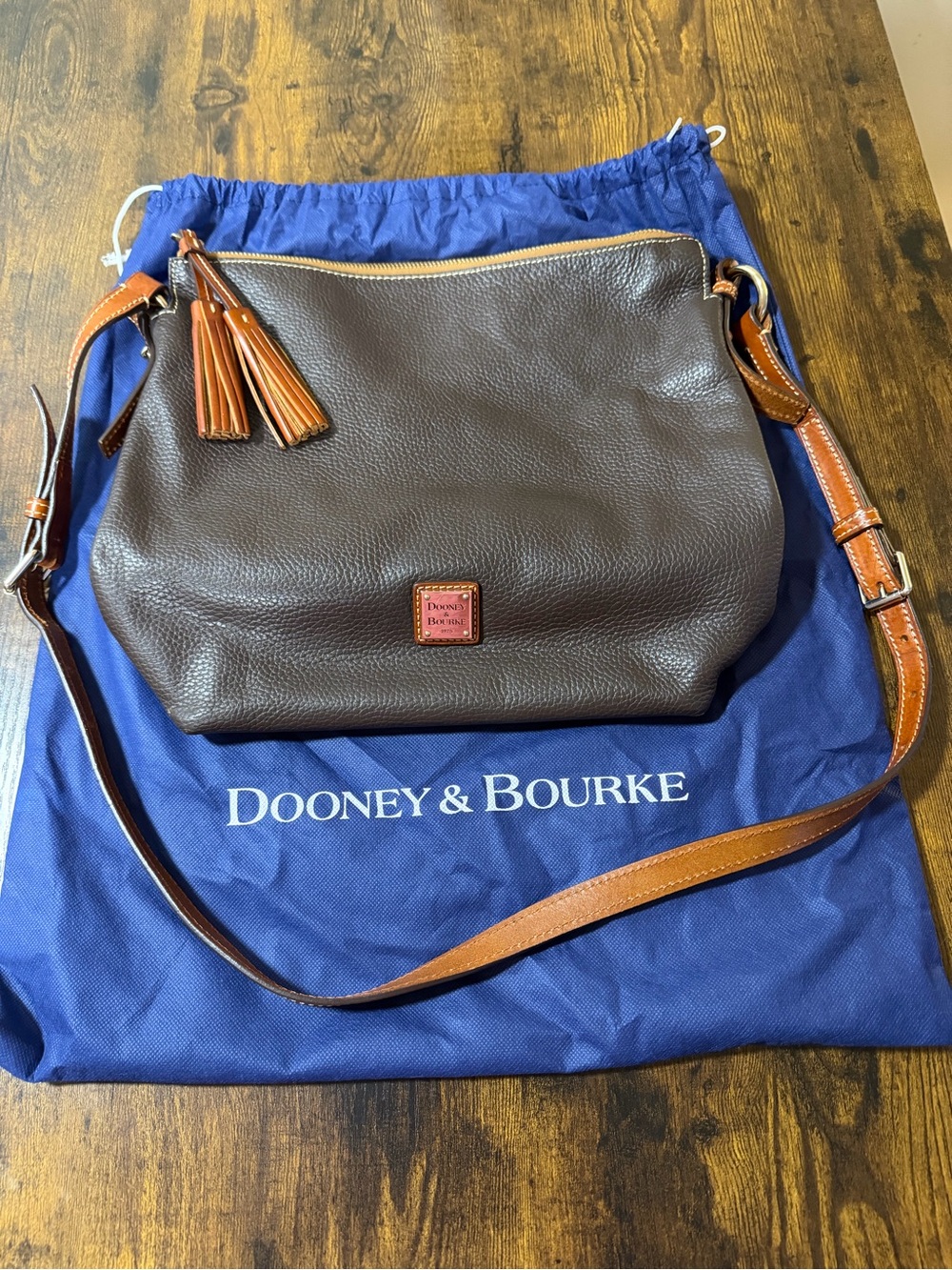 Dooney & Bourke Brown Leather Tote with Red Interior